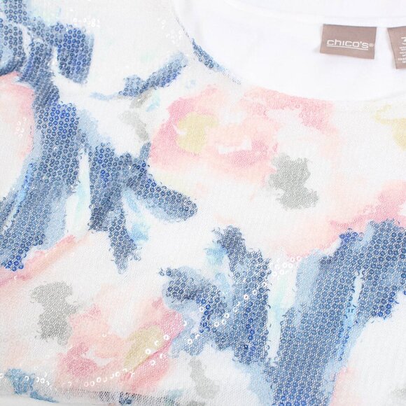 Chico's Blouse - Shiny Sequin Front - Pastel - Size 3 - XL - Picture 3 of 8